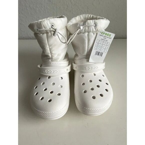 Crocs Classic Lined Neo Puff Comfy Boots White 206630 143 Men's Size 11 NEW - Picture 1 of 11